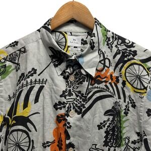 Paul Smith PS Men's Large "Jack On The Green" Linen Button Front L/S White Shirt
